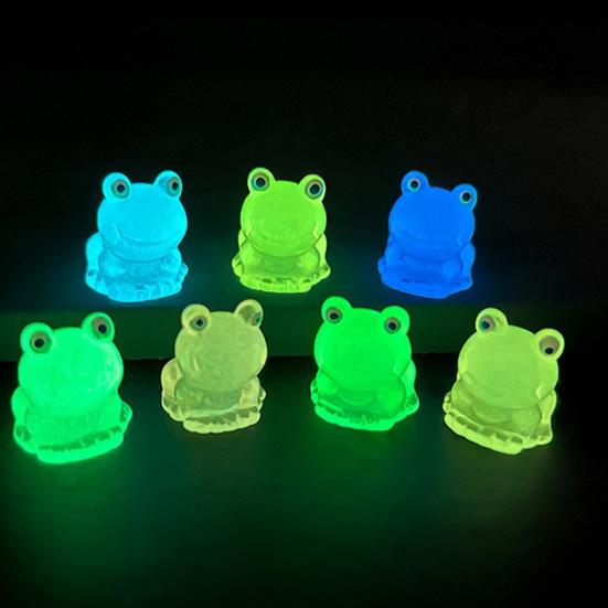 5Pcs Frog Ornaments Vivid Image  Resin Miniature Landscape Ornament Colorful Glow-in-the-Dark Frog Home Supplies