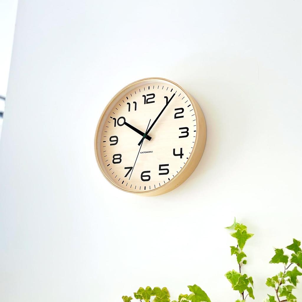 KATOMOKU plywood clock 23 Natural Wall Clock with Continuous Second km-145NARCS Hand, 304mm (SKP Radio-Controlled Clock)