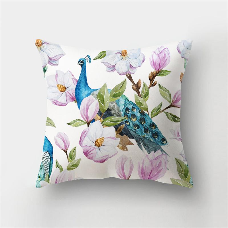 Peacock Feather Printed Pattern Cushion Cover for Home Living Room Sofa Car Bedroom Decoration Pillow Cover