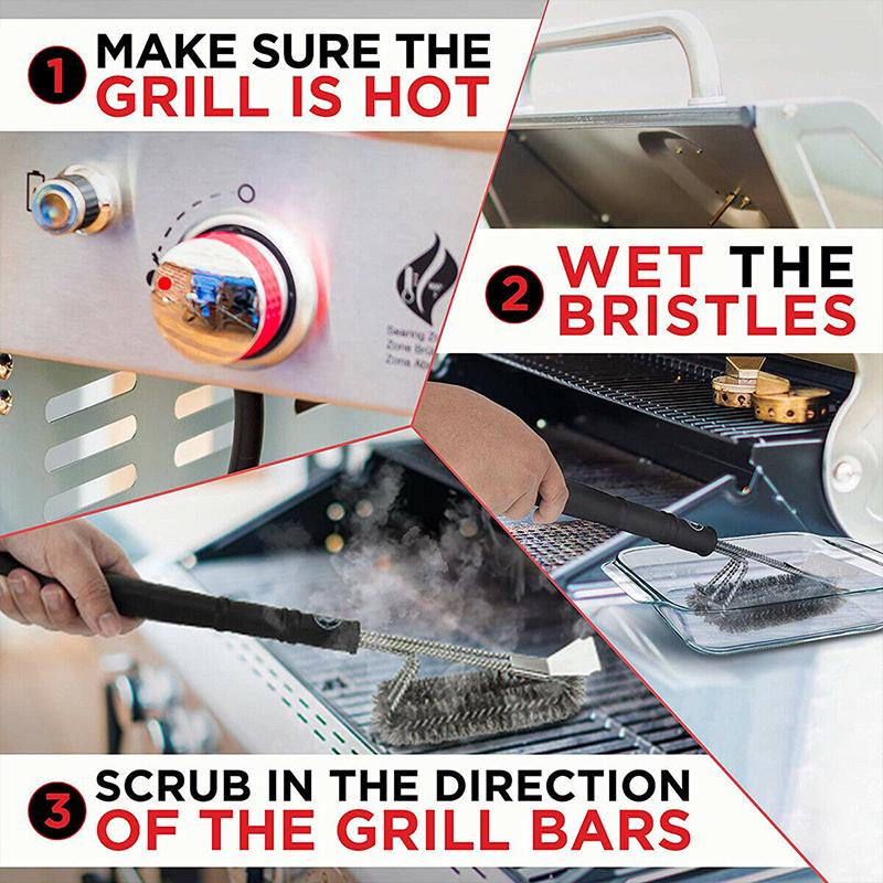 Bbq Grill Brush Scrubber Barbecue Cleaning Tool Stainless Steel Wire