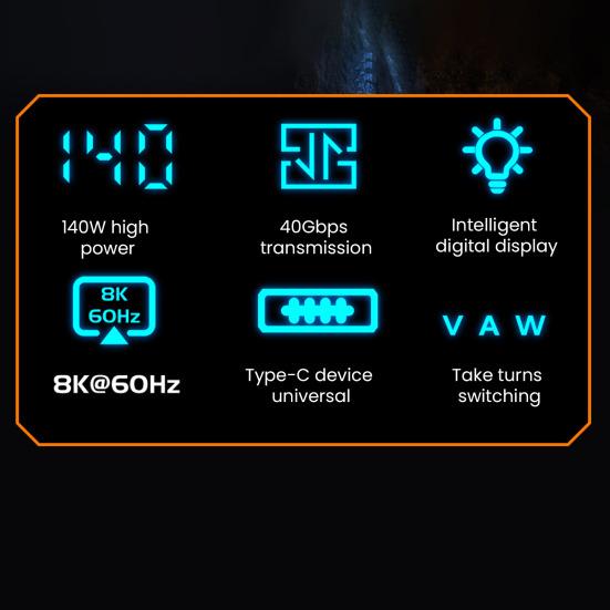 Адаптер USB C 40 Гбит/с PD 140 Вт, угловой адаптер, высокоскоростная передача данных, интеллектуальный цифровой дисплей 8K