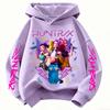 Demon Hunter Print Girl's Hooded Streetwear Autumn Cute Anime Pullover Kids Y2K Kawaii Long Sleeved Clothes