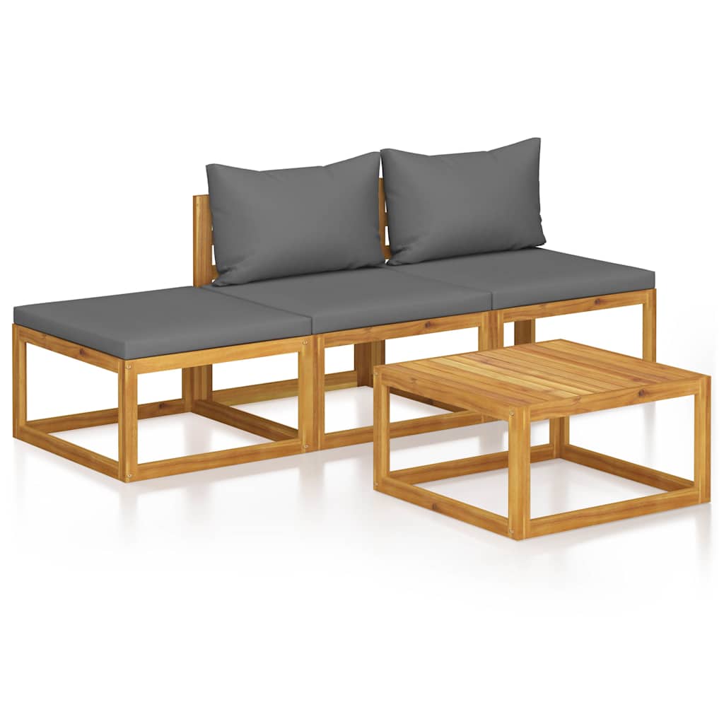 vidaXL 4-tlg. Garten-Lounge-Set mit Auflagen Massivholz Akazie