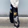 Hip Hop Women Graffiti Y2k Oversized Jeans Spring Autumn Pants Streetwear Fashion Vintage High Waist Wide Leg Casual Trousers