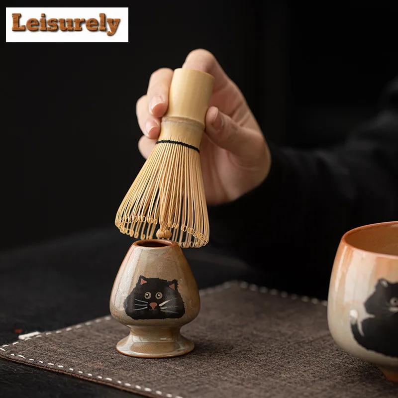 Набор для чая матча из обожженного в дровяной печи фарфора «Чжие Кот», керамическая подставка для чайных кистей, чаша для матча, набор чайных ложек «Байбэньли», инструменты для приготовления чая.