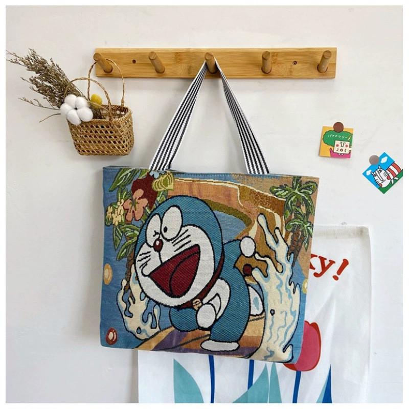 Canvas Butterfly Elephant Cat Tote Bag For Women With Sewn Details For Daily Use