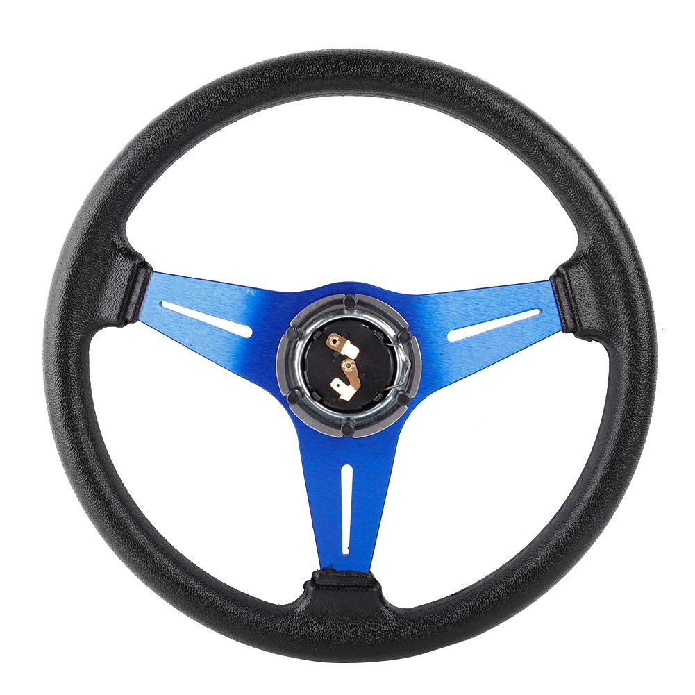 14in 350mm Racing Steering Wheel Aluminum PU Lther Car Sport Racing Drift Steering Wheel Blue