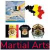 Belgium Emblem National Belgian Coat of Arms Crown MMA Kick Boxing UFC Muay Thai T-Shirt Vintage Badge Retro Print Men Women Short Sleeve Round Neck