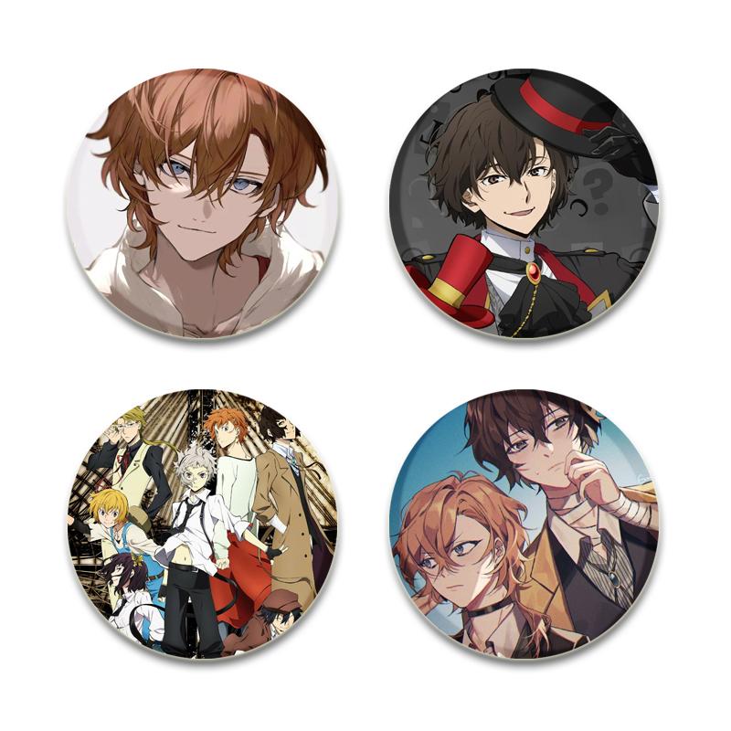 32/44/58 мм Булавка Bungo Stray Dogs Круглая мультяшная брошь ручной работы для рюкзака, одежды, аксессуаров, аниме-коллекции, значков, украшений