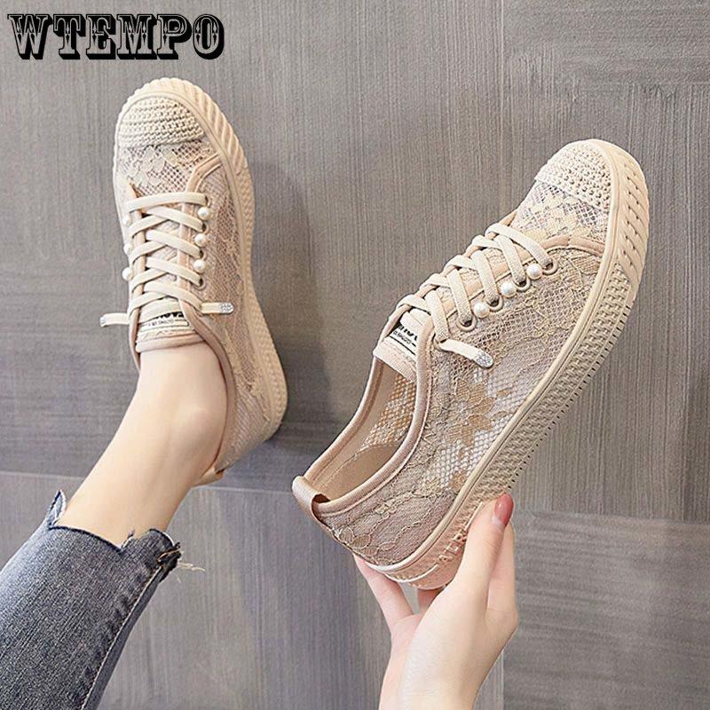 Женская обувь на плоской подошве с сетчатым вырезом, дышащая парусиновая обувь с тонкой мягкой подошвой, простой повседневный стиль, весна-лето