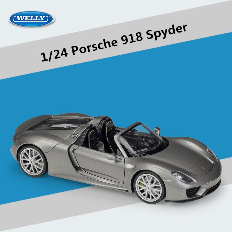 AABKP1 WELLY 1:24 Porsche 918 Spyder Alloy Sports Car Model Diecasts Metal Toy Vehicles Car Model Simulation Collection Childrens Gifts