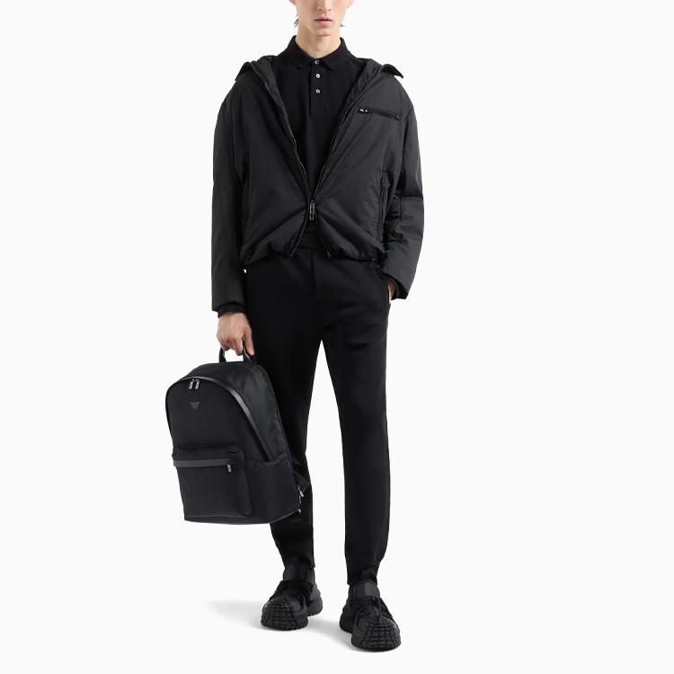 Emporio Armani Однотонная мужская футболка-поло с вышитым логотипом и коротким рукавом Черный 6D1F81-1JCYZ-0999