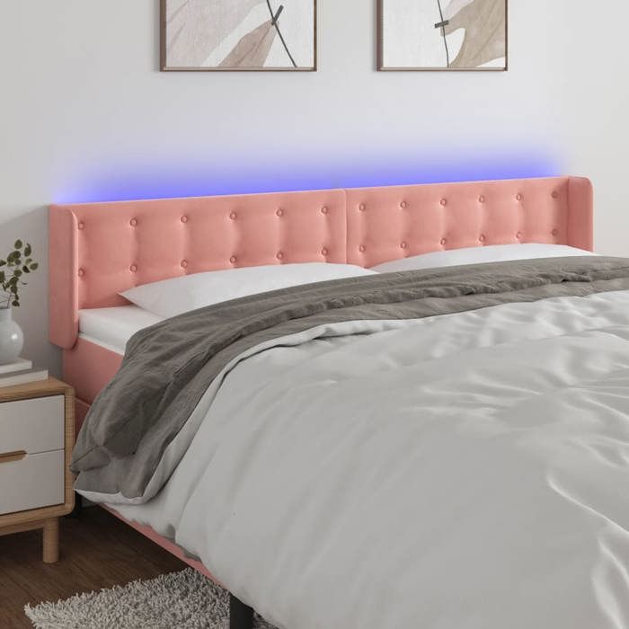 VidaXL LED Headboard Bedroom Furniture Double Bed Accessory Head of Bed Frame Interior Pink 3123735