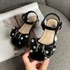 Children Fashion Girls Sandals Rhinestones Bow Soft Princess Shoes for Party Wedding Shows PU Low Heels PU Open-toe Dropshipping