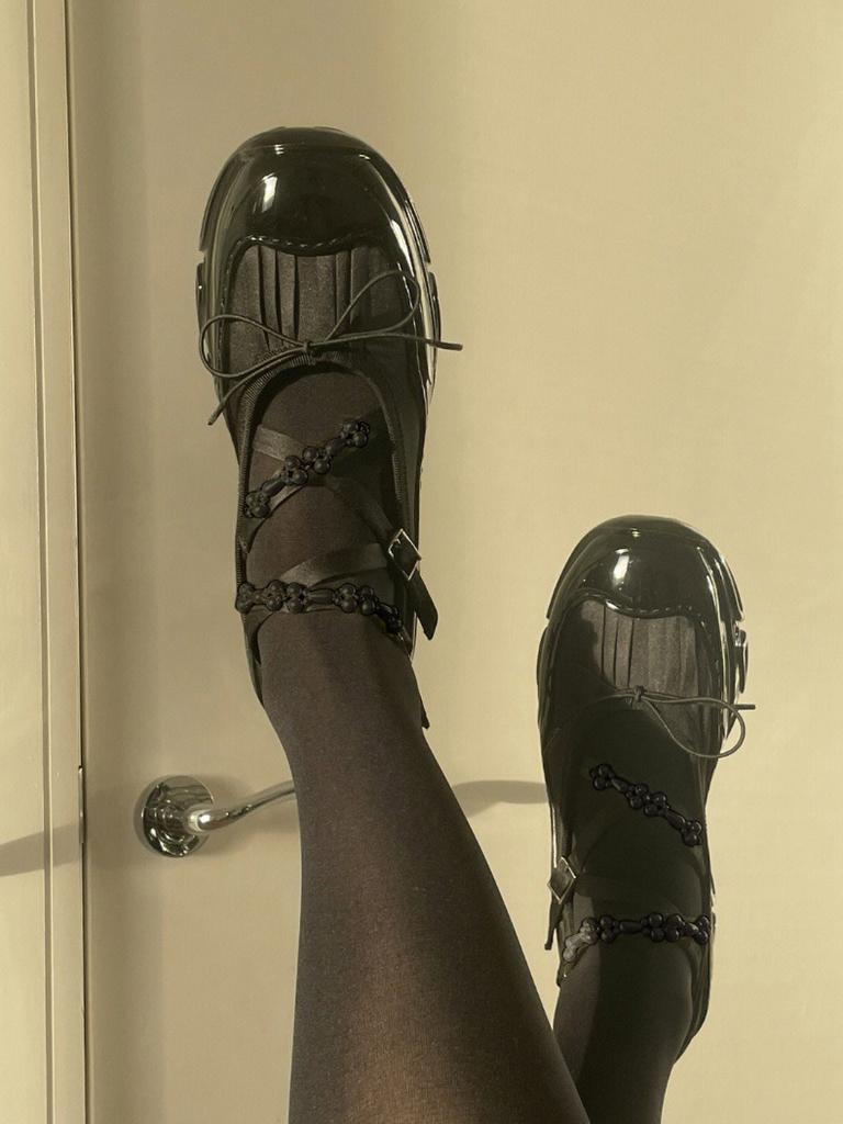 Sheepskin Version Retro Leather Platform Ballet Shoes Women Loafers Bow Muffin Mary Jane Single Shoes Small Leather Shoes