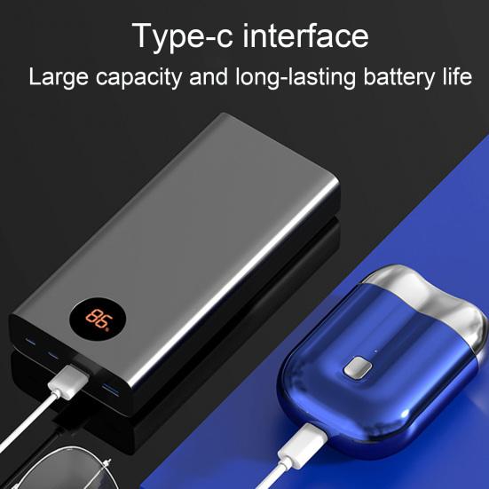 Мини-электробритва с двумя головками, перезаряжаемая через USB, водонепроницаемая, портативная, для путешествий, для влажного и сухого бритья, мужская бритва для бороды, инструмент для удаления волос