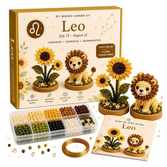 Easy Craft Kits for Beginners 12 Zodiac Signs DIY Beaded Garden Kit, 3D Astrology Flower Personalized Dorm Room Decor Handmade Bead Kit Beginners,