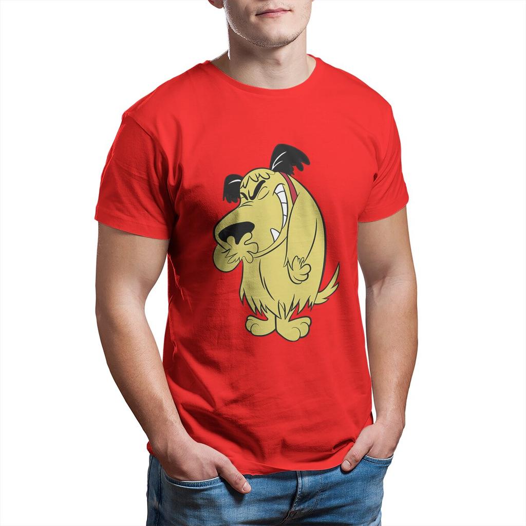Muttley T Shirt for Men Cotton Vintage TShirt Wacky Races Mutley Cartoon Laughing Dog Tee Shirt Short Sleeve Tops Printed