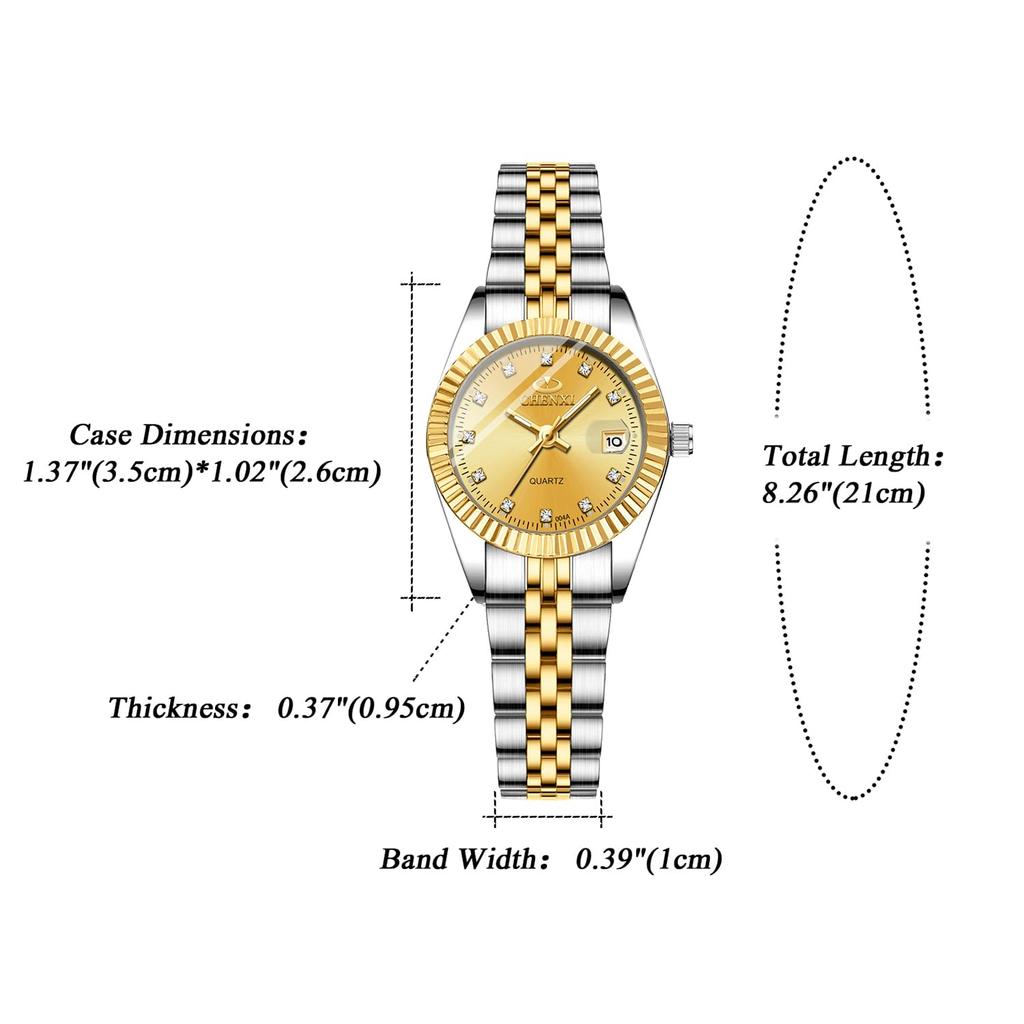 Часы JEWELRYWE 3ATM Водонепроницаемые Календарь Светящиеся Аналоговые Японские Кварцевые Ремень Из Нержавеющей Стали Модный Аксессуар Золотые Мужские Мужские