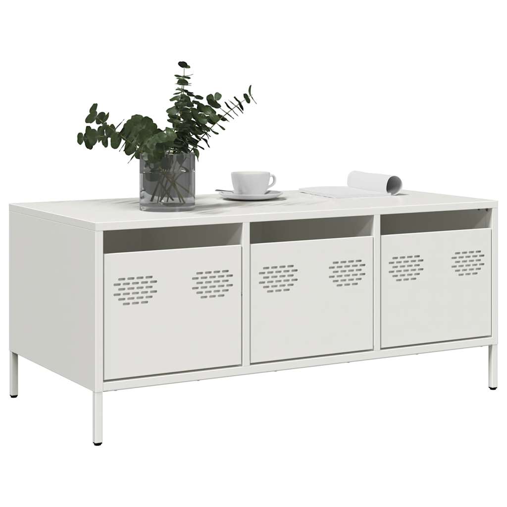 Coffee Table White 101.5x50x43.5 cm Cold Rolled Steel
