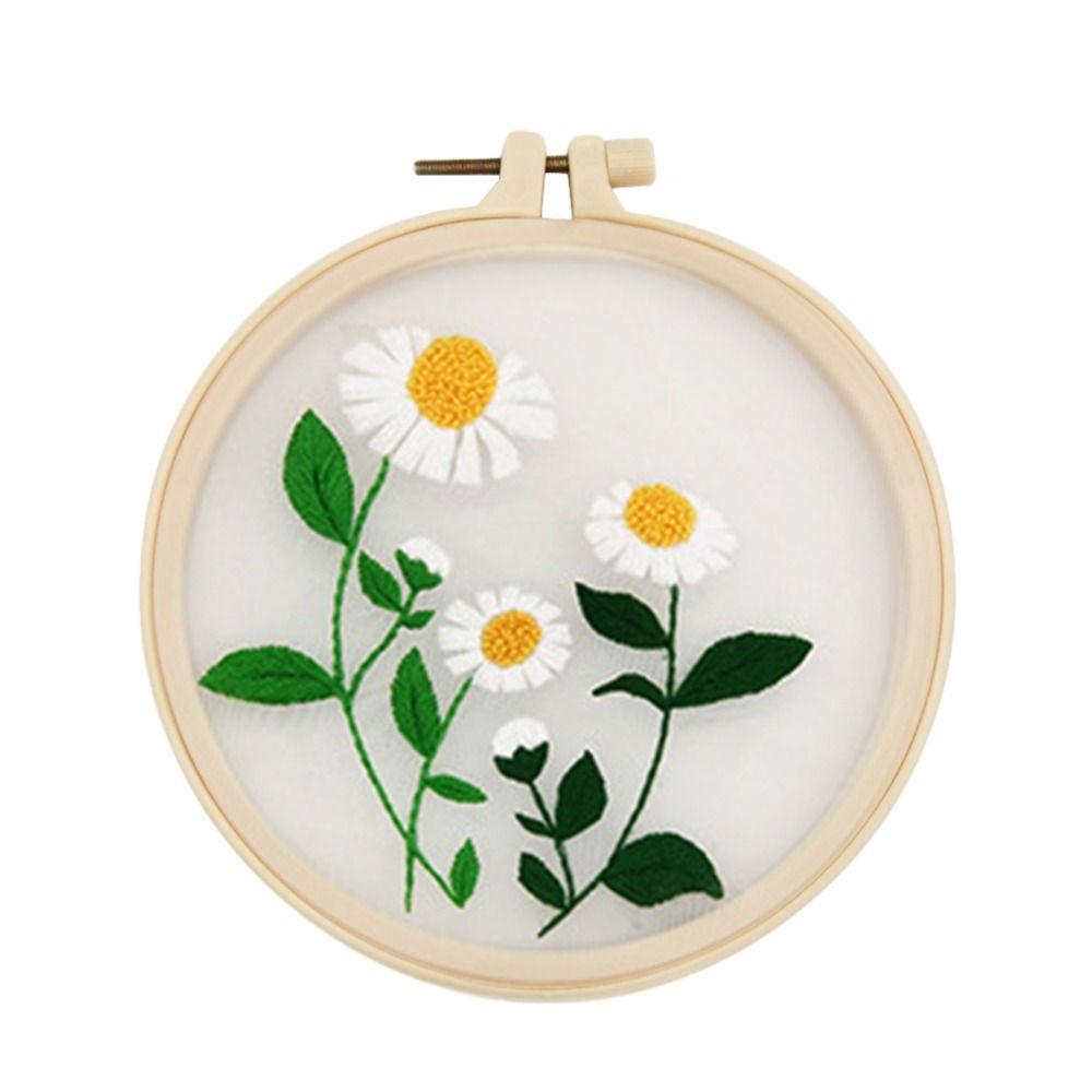 Needle Thread Ornament DIY Crafts Flower Embroidery Needle Punch Embroidery Hoop Cross Stitch Kit
