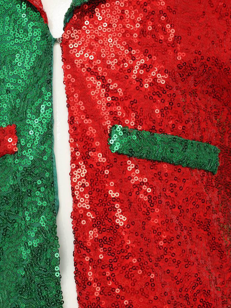 Детское унисекс рождественское пальто с блестящими пайетками, лацканами и длинными рукавами, куртка, костюм для латиноамериканского джаза, диско, танцев