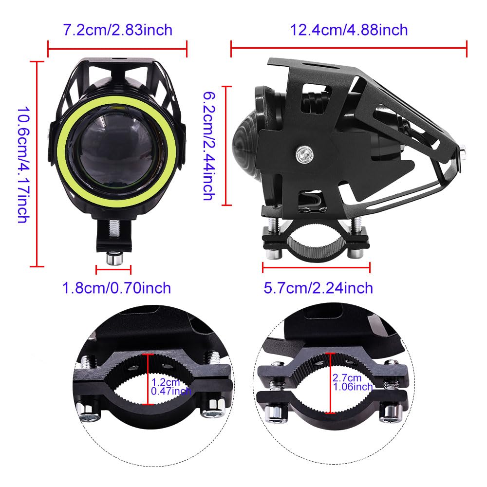 X-STYLE U7 Motorcycle Fog Lamp, 4 Modes Switching, Squid Ring/Hi/Lo/Strobe, Projector, 12 V, 24