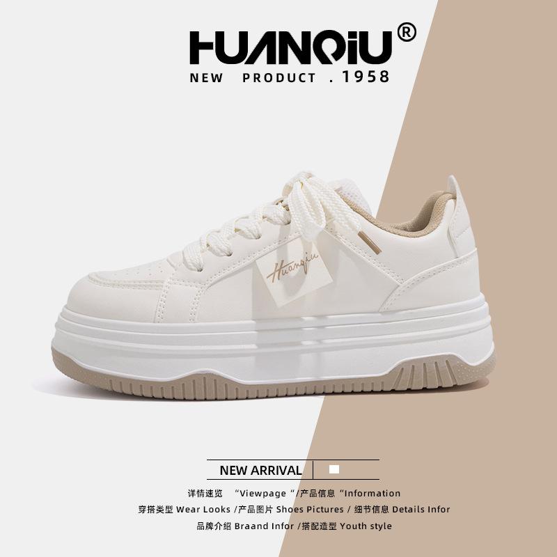 Global Student Platform White Shoes Women's ZHQ68022 Spring New Women's Shoes Trend Korean Version Heightening Casual Board Shoes