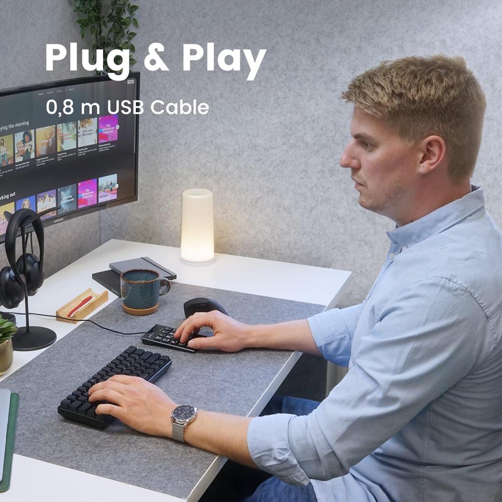 Perixx PERIPAD-202UB Wired Numeric Keypad with Panto-Keys, Tab Key, Large, Easy-to-Read Number Display, Black (Normal Color) [Authentic Warranty]