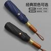 Three-fold Automatic Double Umbrella, Solid Wood Handle, Aluminum Alloy Skeleton, Vinyl Fabric, Folding Sun Umbrella Can Be Brushed.