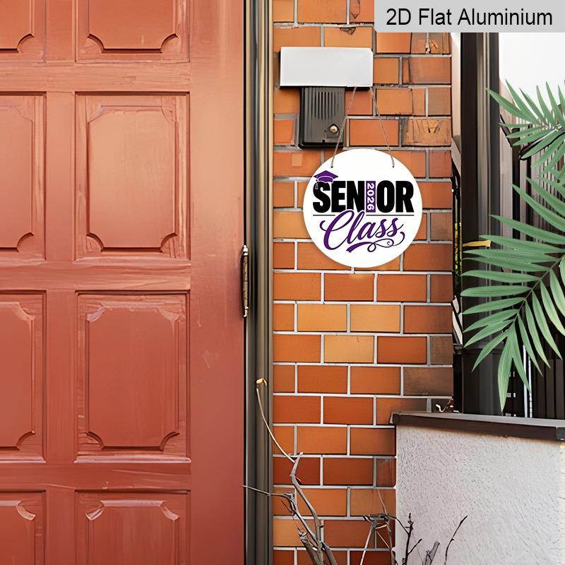 2D Flat Aluminum 2026 Graduation-themed Wall Hanging Souvenir Gift Available in Various Sizes Purple and Black Color Scheme, Preppy Style Ideal for