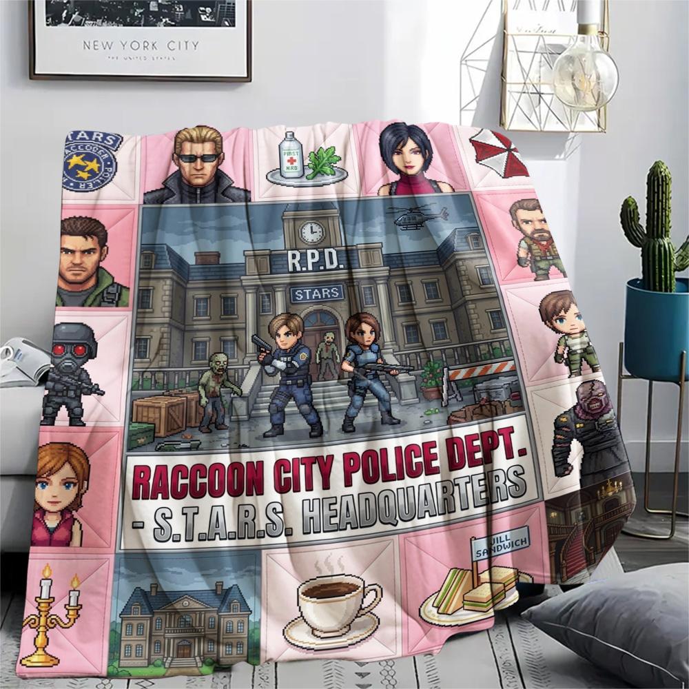 1PC Resident Evil Patterned Flannel Blanket Suitable For All Seasons For Home Decor Warmth And Comfort Gifts Holiday Present