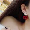 Flower Stud Earrings Classic Water Drops Crystal  Red Rose Earring For Women Jewelry Bijoux