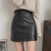 Women's Slim PU Leather A-Line Skirt - Black, Hip-Hugging Autumn/Winter Short Skirt