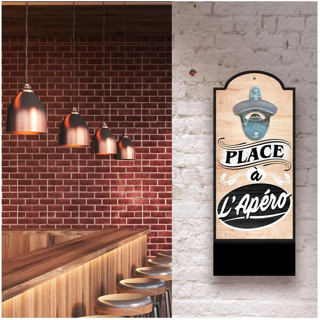 Les Trésors De Lily [A2421] - Деревянная настенная открывалка для бутылок 'Place à l'Apéro' бежевого цвета - 30x12 см