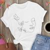 Fashion Line Print Ladies T-Shirts Summer 90S Female Tee Tops Casual White Women Tshirts Harajuku Graphics Tee Shirt Femme
