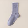 5/10 Pairs Comfortable Casual Embroidered Bow Socks for Women Solid Color Moisture Wicking Breathable Mid Calf Socks Spring Autumn Long Cotton Socks