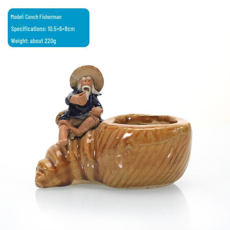 Jiang Taigong Fishing Ceramic Bonsai Rockery Decoration For Aquariums
