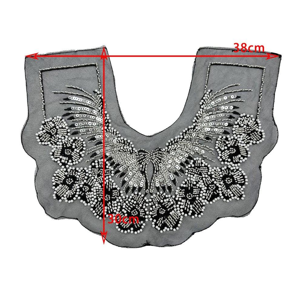 Винтажный тяжелый кружевной шаль с воротником-ожерельем из бусин и пайеток, ретро воротник-жабо, вышитый передний воротник, Косплей