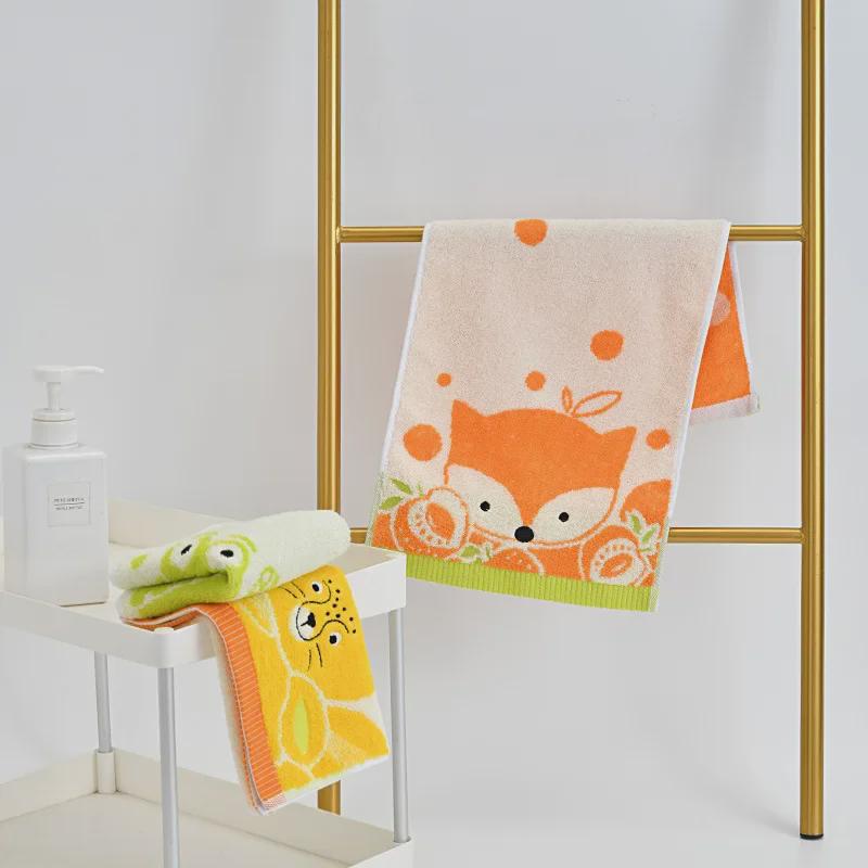 Jieliya Pure Cotton Baby Towel - Cartoon Design, Soft, Absorbent, Comfortable