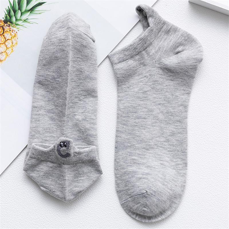 Kawaii вышитые носки конфетного цвета для женщин Happy Fashion Girls Ankle Funny Sokken Cotton Unisex Christmas Dropship