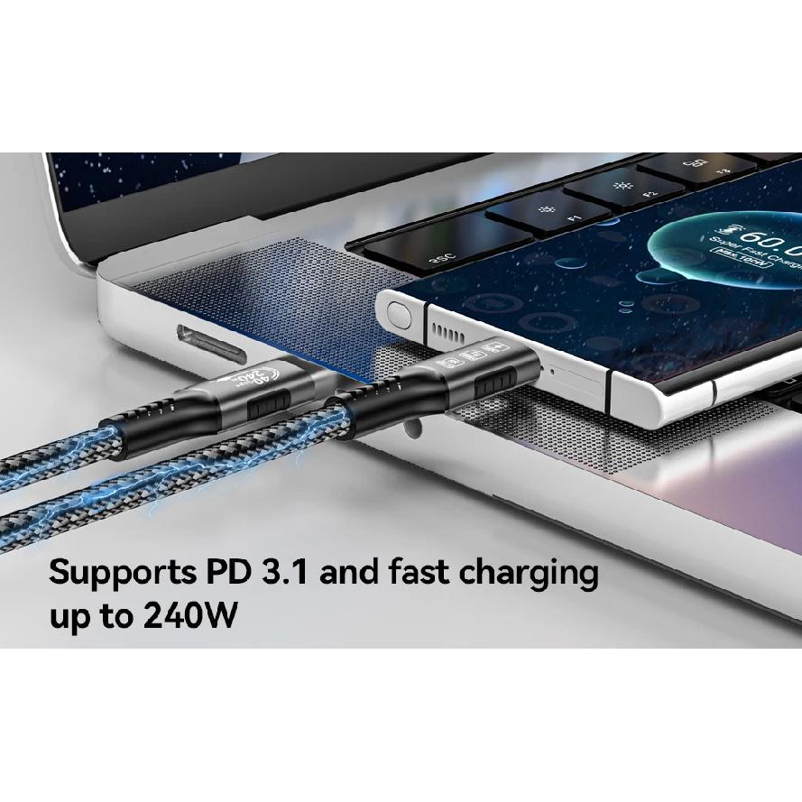 USB 4 for Thunderbolt 4 Cable 8K@60Hz 40Gbps Data Sync 240W Fast Charging USB C to USB C Thunderbolt Cable for MacBook Monitor