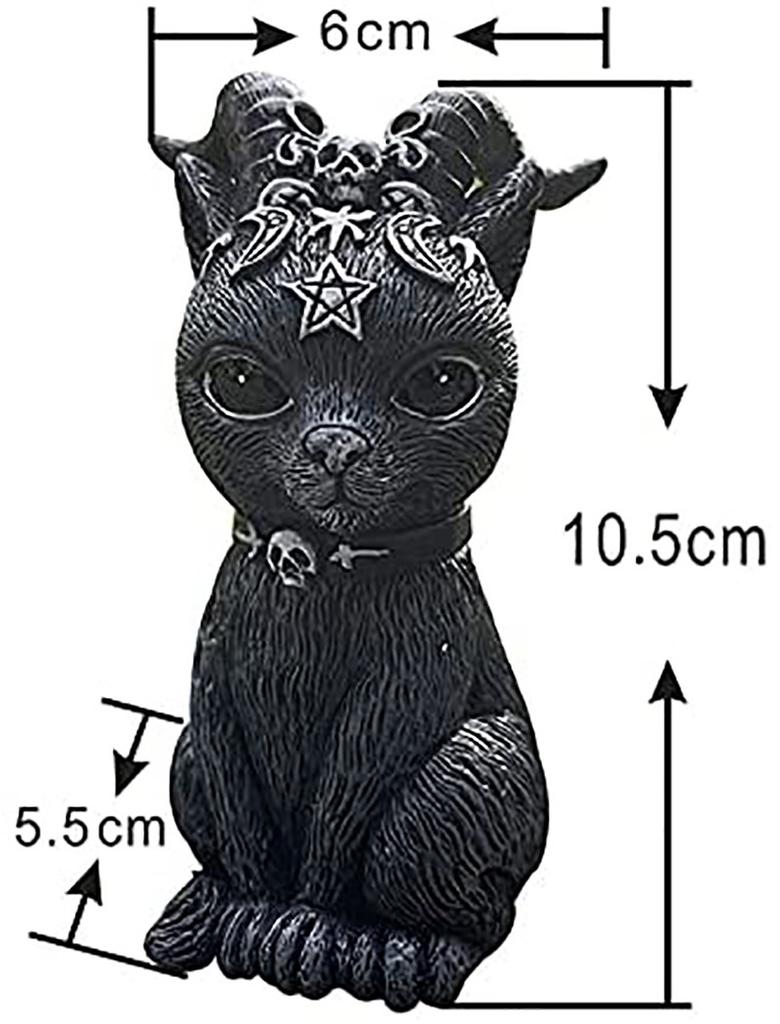 1PC Black Cat Statue Mysterious Cute Cat Witch Cat Figurine Witches Decor Desk Ornament Hand-Painted Sculpture for Halloween