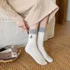 Осень и Зима Вышивка Медведь Бант Мультяшные Универсальные Носки до середины икры для Женщин в Контрастных Цветах Милые Мультяшные Носки с Точками