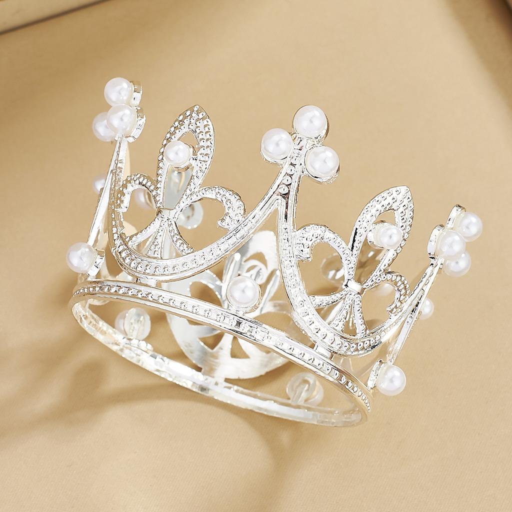 1/50pcs Mini Crown Cake Decoration Tiny Baby Small Pearl Tiara Crown Princess Topper Children Hair Ornaments Party Cake Decors