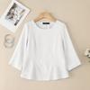 ZANZEA Women Casual Round Neck 3/4 Sleeve Loose Lace Splice Blouse