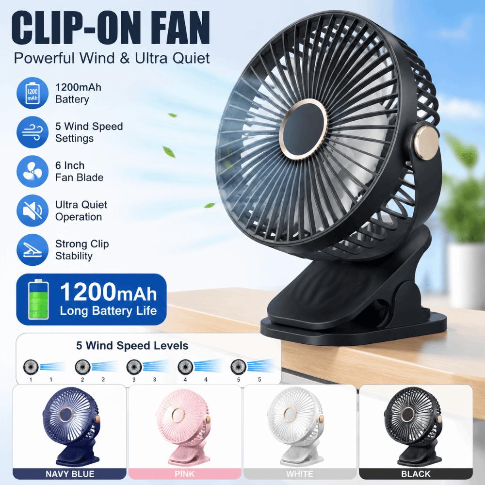 Clip/Stand/Hang Design Desktop Electric Fan 720° Rotation Cooling Fan Portable Clip-on Fan Home