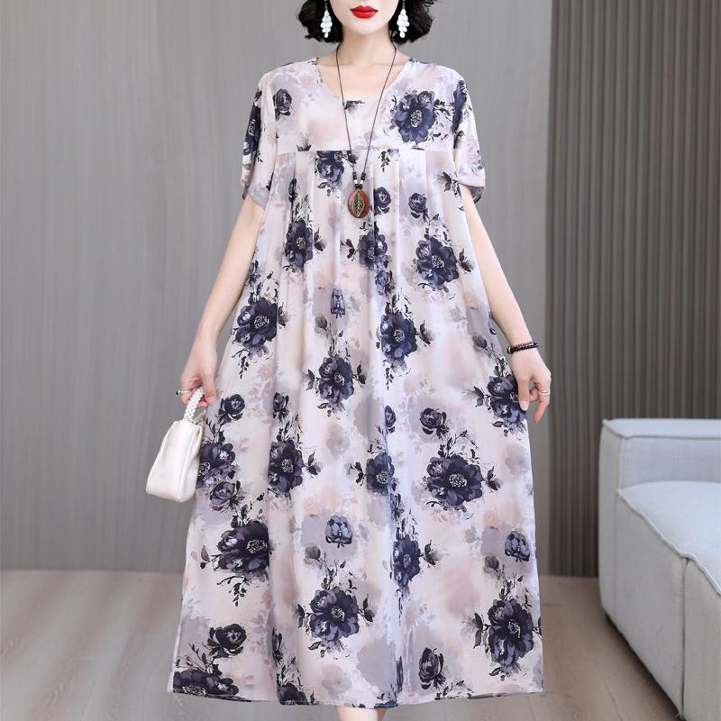 Женские свободные платья, элегантное повседневное летнее платье больших размеров с коротким рукавом, длинное платье больших размеров, женская винтажная одежда