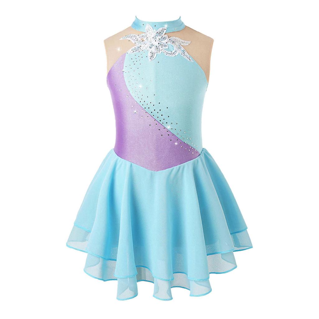 Figure Skating Dresses for Girls Shiny Rhinestone Gymnastics Leotards Girls Ballet Dance