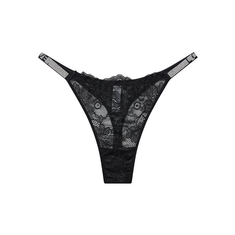 Сексуальные кружевные стринги со стразами: Бесшовные, на тонких бретельках, Прозрачные трусики